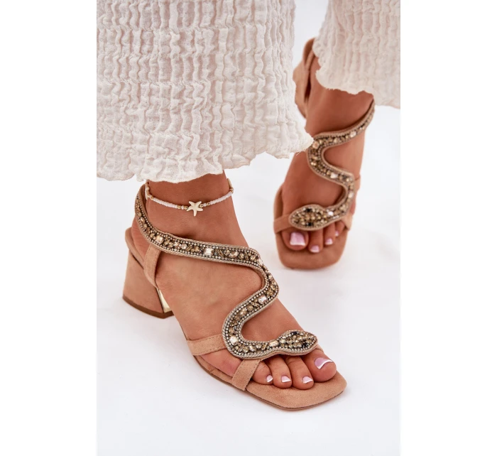 Dámské Sandály Na Podpatku S Béžové model 21693540 - Artiker