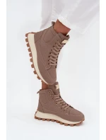 Zateplené dámské kozačky na platformě tmavě béžové Marivira