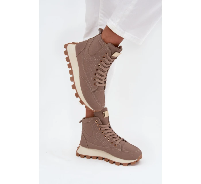 Zateplené dámské kozačky na platformě tmavě béžové Marivira