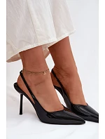 Lakované Podpatky Sandály Z Kůže Černé model 22122729 - Boto