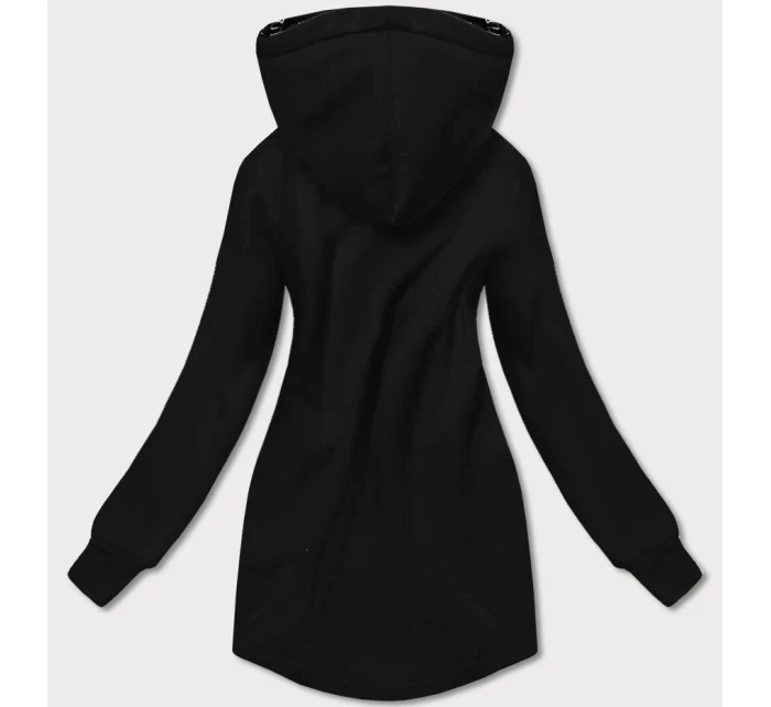 Černá jednoduchá dámská mikina s ozdobným zipem (AMG-37)