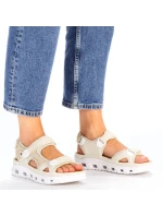 Pohodlné sandály na suchý zip Rieker W RKR691 beige