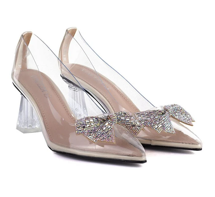 Průhledné lodičky s mašlí a ozónovým podpatkem Vinceza 62275