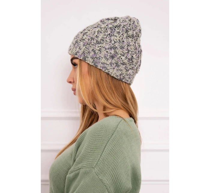 Dámská čepice Eliza K205 grey+violet+ecru Dámská čepice Eliza K205 grey+violet+ecru
