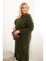 Dámská šaty Plus Size s oversize s kapsou khaki model 21393368 - K-Fashion