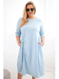 Dámská sukně Plus Size bavlněná s nařasením modrá