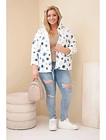 Dámská jarní bunda Plus Size s drobným květinovým vzorem tmavě modrá