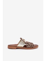 Elegantní Sandály Z Přírodní Kůže Na Ploché Podpatky model 21697414 Panterka - Zazoo