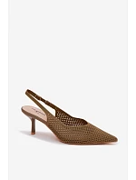 Dámské sandály z síťovaného materiálu na jehle Zelená Emiliana Dámské sandály z síťovaného materiálu na jehle Zelená Emiliana