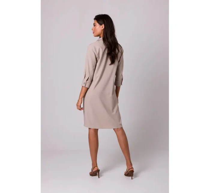 model 18407153 Rozšířené košilové šaty béžové - BeWear
