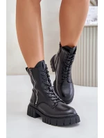 Zateplené Dámské Workery Boty z Eko Kůže Big Star Černé Zateplené Dámské Workery Boty z Eko Kůže Big Star Černé