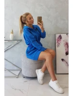 Zateplené šaty s kapucí chrpově modré Zateplené šaty s kapucí chrpově modré