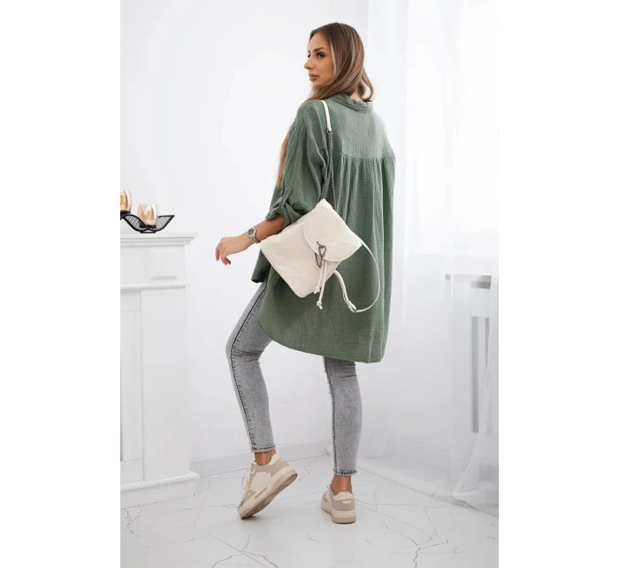 Bavlněná mušelínová košile khaki