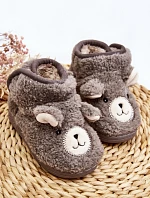 Dětské vyhřívané pantofle se šedým medvídkem Eberra