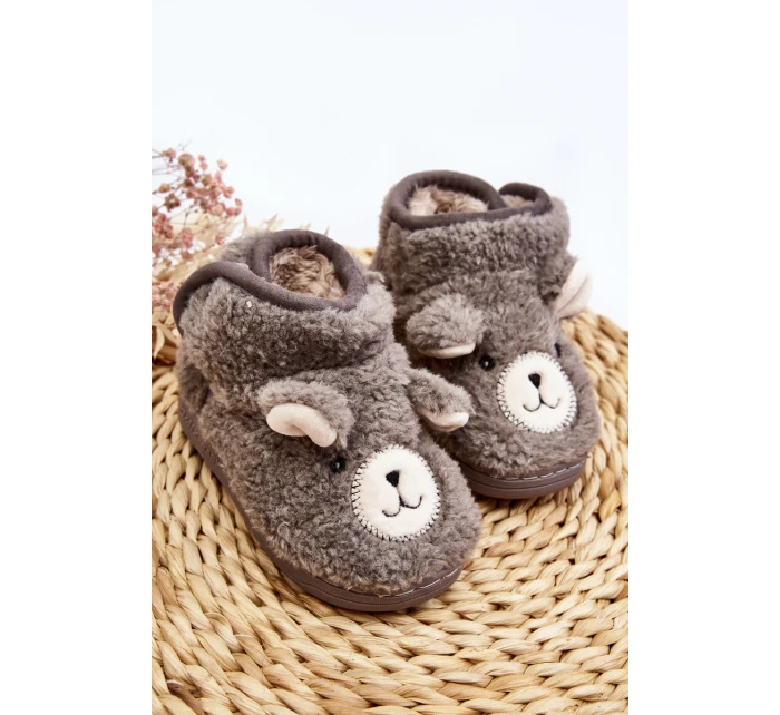 Dětské vyhřívané pantofle se šedým medvídkem Eberra Dětské vyhřívané pantofle se šedým medvídkem Eberra