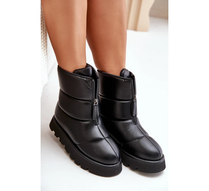 Sněhule na platformě se zipem z eko kůže černé model 21679760 - Boto Sněhule na platformě se zipem z eko kůže černé model 21679760 - Boto