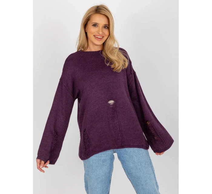 Dámský svetr BA SW 8043 .03 tmavě fialová - FPrice Dámský svetr BA SW 8043 .03 tmavě fialová - FPrice