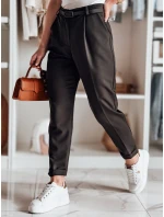 Ležérní dámské plisované kalhoty s páskem PLISSO černé FashionStreet UY2518