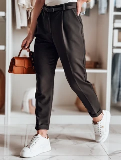 Ležérní dámské plisované kalhoty s páskem PLISSO černé FashionStreet UY2518