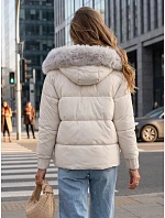 Kurtka damska zimowa pikowana z futerkiem biała model 22404788 - FashionStreet