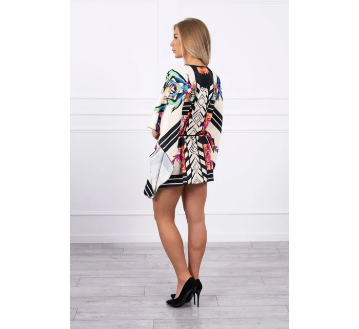 Netopýří šaty s vázáním v pase ecru