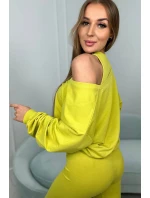 3-dílný set halenka + top + legíny kiwi