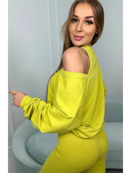 3-dílný set halenka + top + legíny kiwi