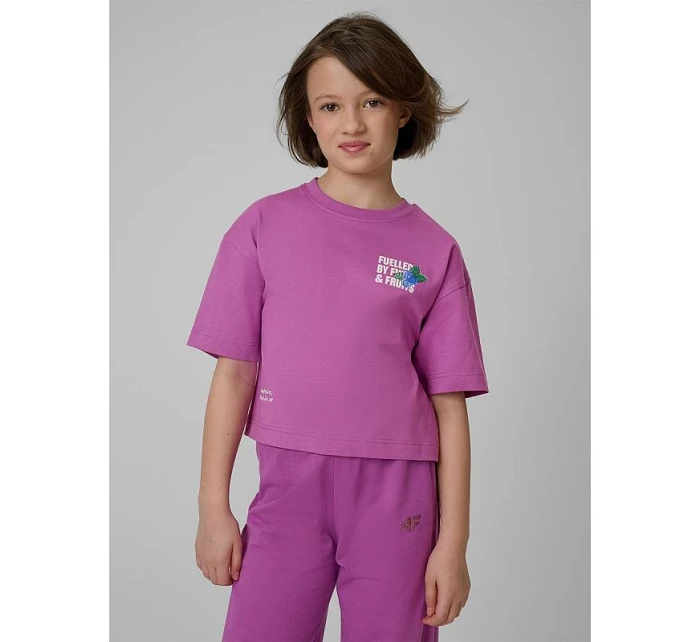 Dívčí volné tričko s potiskem 4F 4FJRSS26TTSHF3827-51S