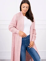 Svetr dlouhý kardigan pudrově růžový