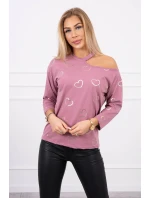 Halenka s potiskem srdce tmavě růžová