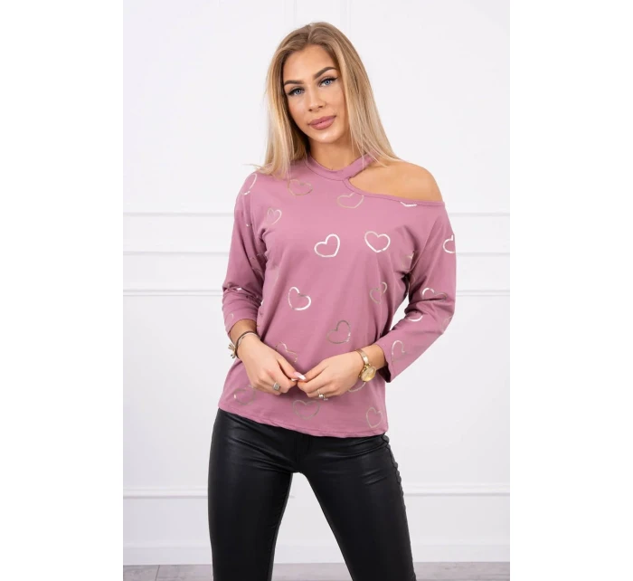 Halenka s potiskem srdce tmavě růžová