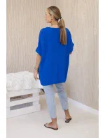 Oversized halenka s přívěskem chrpově modrá Oversized halenka s přívěskem chrpově modrá