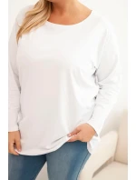 Dámská blůza Plus Size bavlněná s kulatým výstřihem bílá