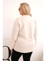 Dámská mikina Plus Size s nápisem a výstřihem do V béžová