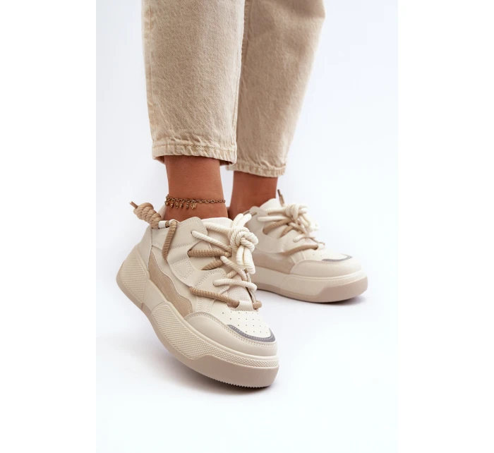 Dámské sportovní boty tenisky béžové model 21659075 - Boto Dámské sportovní boty tenisky béžové model 21659075 - Boto