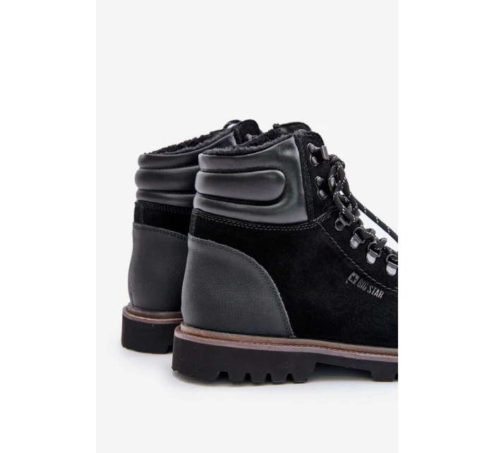Semišové Zateplené Boty Třpytky Pánské Big Star OO174643 Černé Semišové Zateplené Boty Třpytky Pánské Big Star OO174643 Černé