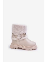 Eko Kožené Boty Pro S Kožíškem A Přezkami Béžové model 21678938 - Boto Eko Kožené Boty Pro S Kožíškem A Přezkami Béžové model 21678938 - Boto