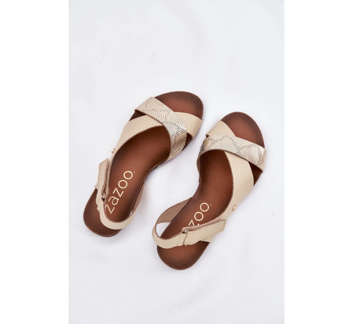 Kožené sandály na suchý zip  model 21694222 - Zazoo