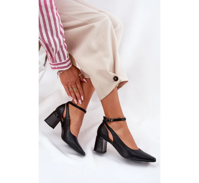 Kožené Lodičky Na Podpatku model 21694790 Černé - Maciejka