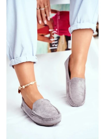 Dámské Semišové Mokasíny Šedé Morreno