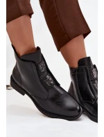 Dámské zateplené boty Tavressa – černé, s nízkým podpatkem a ozdobami Dámské zateplené boty Tavressa – černé, s nízkým podpatkem a ozdobami