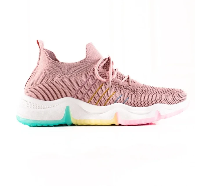 Praktické tenisky růžové dámské bez podpatku Praktické tenisky růžové dámské bez podpatku