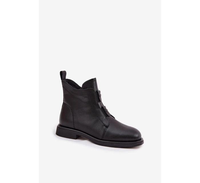 Kožené vyhřívané dámské kotníkové boty D&A MK52-026 Černé