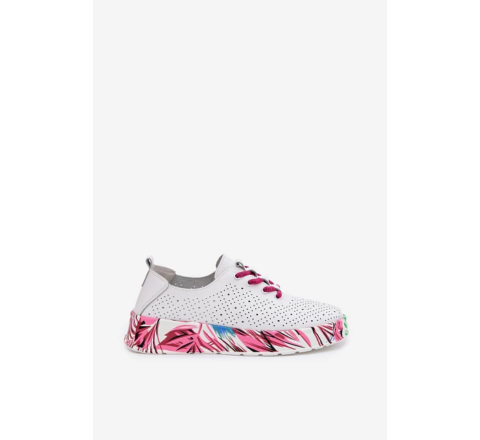 Kožené dámské polobotky s platformou Fuchsiová model 22091777 - EVENTO