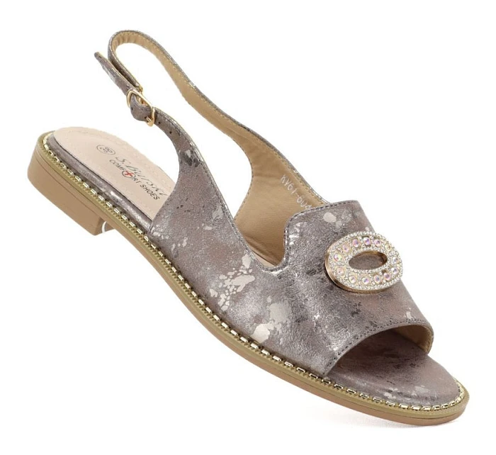 Dámské ploché sandály s cínovou ozdobou S.Barski 61-6040