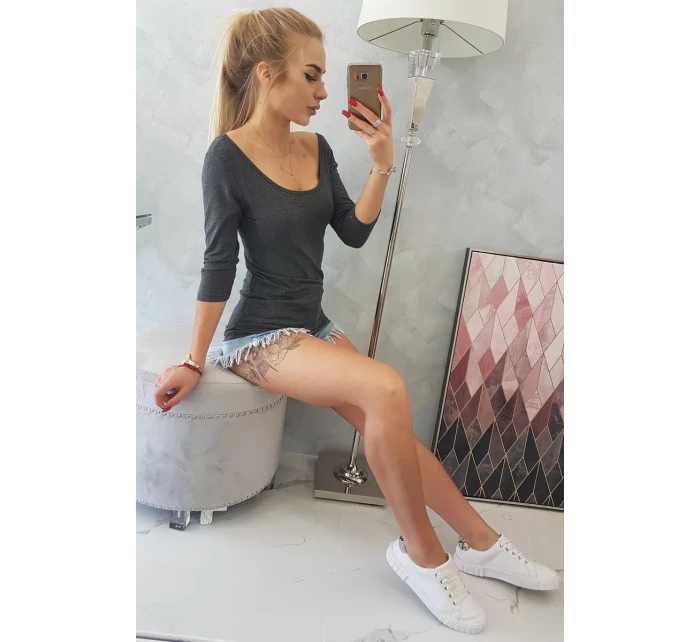 Halenka s kulatým výstřihem graphite melange Halenka s kulatým výstřihem graphite melange