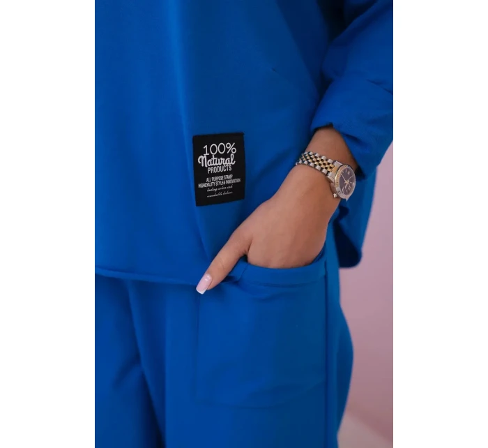 Bavlněná mikina kalhoty set chrpově modrá