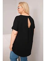 Dámská halenka Plus Size bavlněná s krátkým rukávem černá Dámská halenka Plus Size bavlněná s krátkým rukávem černá
