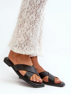 Dámské Sandály Na Ploché Podrážce Z Eko Kůže S.Barski KV27-002 Černé