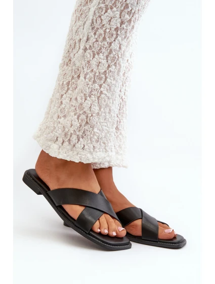 Dámské Sandály Na Ploché Podrážce Z Eko Kůže S.Barski KV27-002 Černé